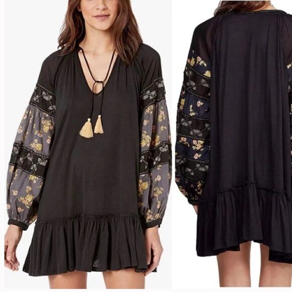 Free People Beaded Embellished Sleeve Tunic Dress Size XS - Picture 2 of 9